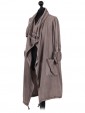 Italian Ladies Waterfall Cardigan With Front pocket mocha side