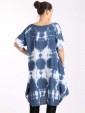 Italian Tie dye front pocket quirky linen dress-Denim back