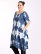 Italian Tie dye front pocket quirky linen dress-Denim side