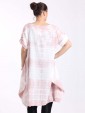 Italian Tie dye front pocket quirky linen dress-Dusty Pink back