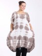 Italian Tie dye front pocket quirky linen dress-Mocha