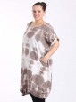 Italian Tie dye front pocket quirky linen dress-Mocha side