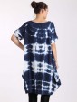 Italian Tie dye front pocket quirky linen dress-Navy back