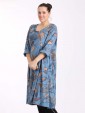 Italian Tropical Quirky Cotton Dress With Pleated Hem Detail-Denim side