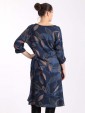 Italian Tropical Quirky Cotton Dress With Pleated Hem Detail-Navy back