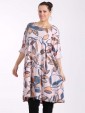 Italian Tropical Quirky Cotton Dress With Pleated Hem Detail-Nude