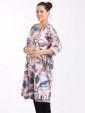 Italian Tropical Quirky Cotton Dress With Pleated Hem Detail-Nude side