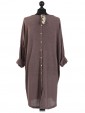 Italian Tunic High Low Dress with Back Button Detail-Mocha back