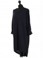 Italian Tunic High Low Dress with Back Button Detail-Navy side
