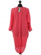 Italian Tunic High Low Dress with Back Button Detail-Coral back