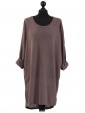 Italian Tunic High Low Dress with Back Button Detail-Mocha