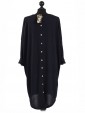 Italian Tunic High Low Dress with Back Button Detail-Navy back
