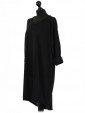 Italian Tunic High Low Dress with Back Button Detail-Black side