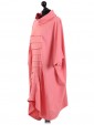 Italian Turtle Neck Batwing Pleated Front Lagenlook Top-Coral side