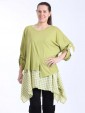 Italian Two Piece Plain And Check Pattern Cotton Top-Lime