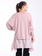 Italian Two Piece Plain And Check Pattern Cotton Top-Nude back