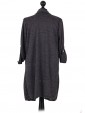 Italian Ladies Waterfall Cardigan charcoal back