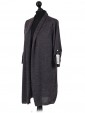 Italian Ladies Waterfall Cardigan charcoal side