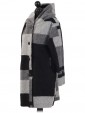 Italian Woolen Block Pattern Hooded Coat Grey Side