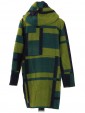 Italian Woolen Block Pattern Hooded Coat Lime Back