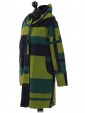 Italian Woolen Block Pattern Hooded Coat Lime Side
