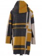 Italian Woolen Block Pattern Hooded Coat Mustard Back