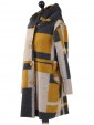 Italian Woolen Block Pattern Hooded Coat Mustard Side