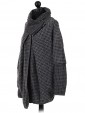 Italian Woollen Coat with Zip Detail Collar  grey side
