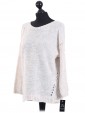 Italian Woollen Knitted Jumper Cream Side