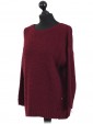 Italian Woollen Knitted Jumper Maroon Side