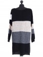 Italian Knitted Stripy Woollen Top Navy