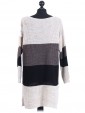 Italian Knitted Stripy Woollen Top Creme 