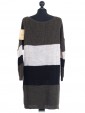 Italian Knitted Stripy Woollen Top Creme Green