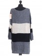 Italian Knitted Stripy Woollen Top Creme Denim