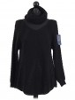 Italian Woollen Round Hem Knitted Jumper Black