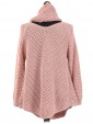 Italian Woollen Round Hem Knitted Jumper Pink Back