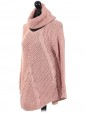 Italian Woollen Round Hem Knitted Jumper Pink Side