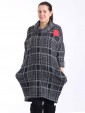 Knitted Check Pattern Cowl Neck Top-Black 1