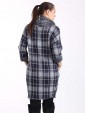 Knitted Check Pattern Cowl Neck Top-Navy back