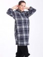 Knitted Check Pattern Cowl Neck Top-Navy side