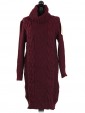 Italian Knitted Cowl Neck Chunky Jumper Maroon 