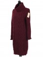 Italian Knitted Cowl Neck Chunky Jumper Maroon Side