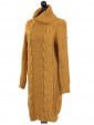 Italian Knitted Cowl Neck Chunky Jumper Mustard Side