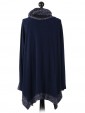 Italian Knitted Long Sleeves Tunic Top navy back