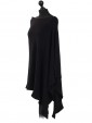 Italian Cashmere Mix angled quirky Poncho Black Side