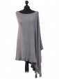Italian Cashmere Mix angled quirky Poncho Grey