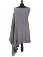 Italian Cashmere Mix angled quirky Poncho Grey Back