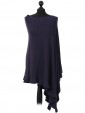 Italian Cashmere Mix angled quirky Poncho Navy