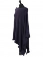 Italian Cashmere Mix angled quirky Poncho Navy Side