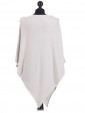 Ladies Cashmere Mix Side Zip Detail Knitted Poncho Shrug light_mocha back